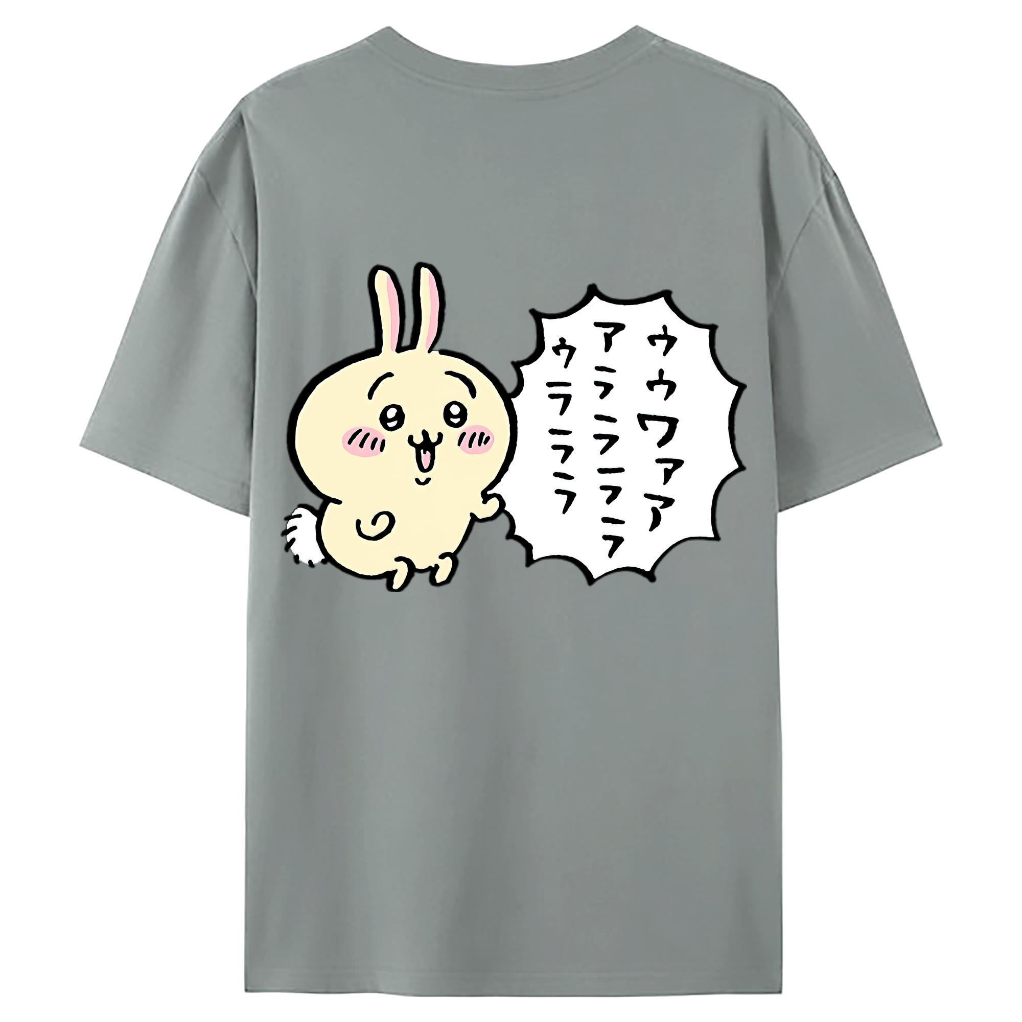 （画像用） ちいかわ うさぎ Chii-kawa usagi 綿100％ メンズ半袖Tシャツ（バックプリント） 通気性
